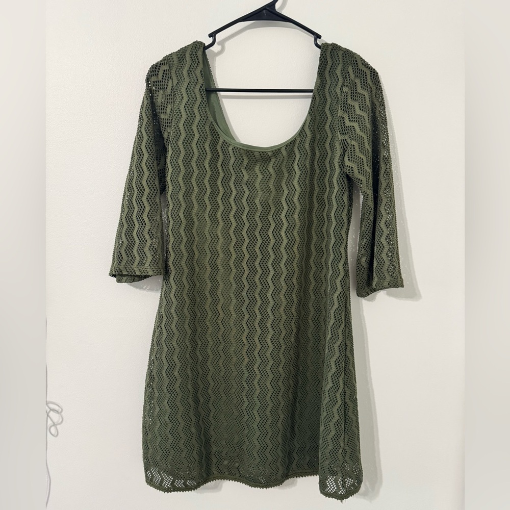 As U Wish Olive Scoop Neck Knit Dress